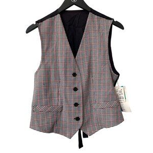 Vintage 90s IC Isaacs Vest Size Medium Houndstooth Button Front Deadstock NEW
